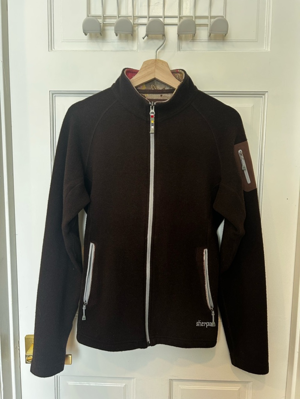 Y2K Sherpa Adventure Gear Wool Structured Jacket - Dark Brown and periwinkle